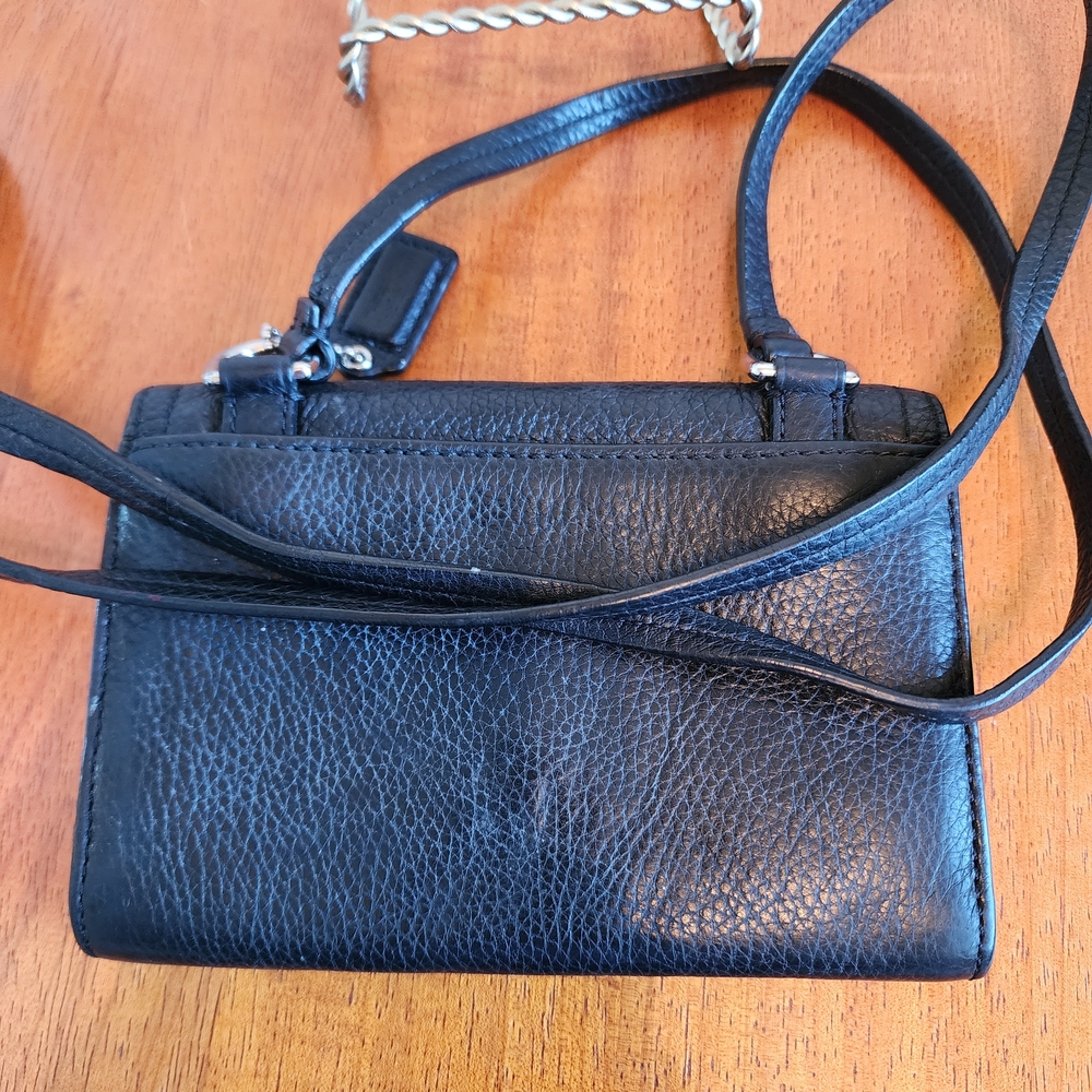 Coach Black Leather Crossbody Wallet Bag - Picture 3 of 11